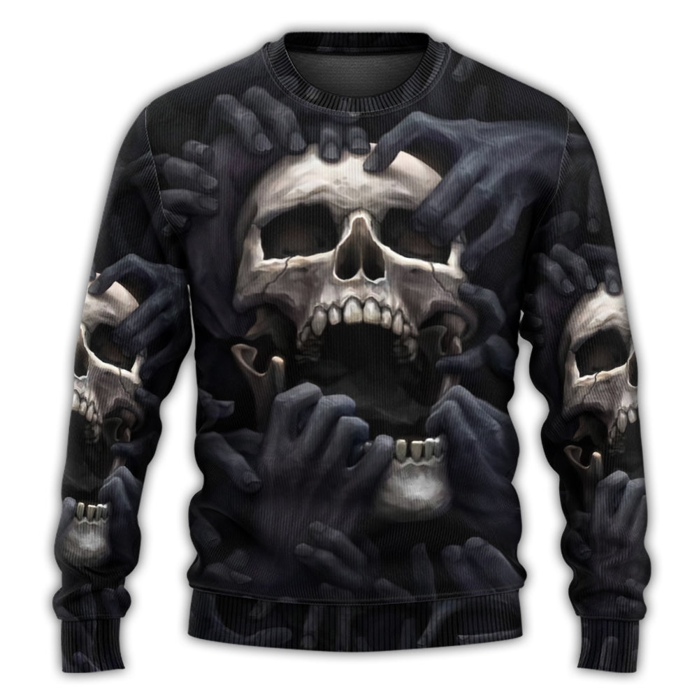 Dark Screaming Skull Fantasy Sweater For Halloween Events Weekend Outings And Creative Gift Giving