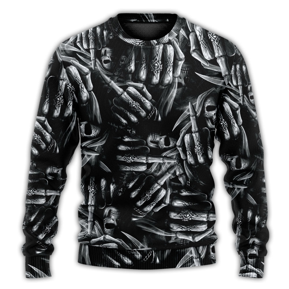 Skull Philosophy Dark Sweater For Art Lovers Holidays Parties And Comfortable Wear