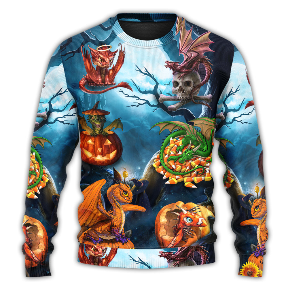 Halloween Dragon Pumpkin Night Sweater For Alternative Outfits Seasonal Events And Everyday Comfort