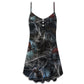 Halloween Spider Dark Scary V-Neck Sleeveless Cami Dress For Costume Parties Festivals And Creative Casual Wear