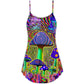 Hippie Mushroom Magic Style V-Neck Sleeveless Cami Dress For Summer Events And Comfortable Everyday Style