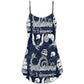 Dragon With Skull Vintage Sea Ship V-Neck Sleeveless Cami Dress For Summer Events And Comfortable Everyday Style