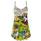 Golf Dog Driving Cart V-Neck Sleeveless Cami Dress For Festival Weekends Travel And Comfortable Casual Outfits