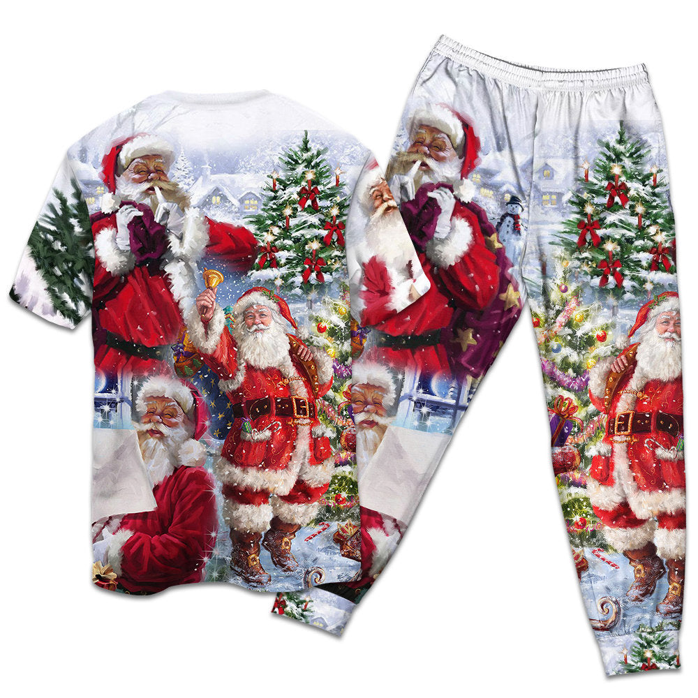 Santa Holiday Arrival Short Sleeve Pajamas Set For Christmas Mornings And Relaxed Lounging