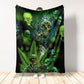 Green Skull Art Flannel Blanket For Cozy Bedroom Sofa Decor