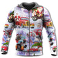 Santa Hot Rod Christmas Tree Hoodie For Winter Adventures Family Gatherings And Festive Everyday Style