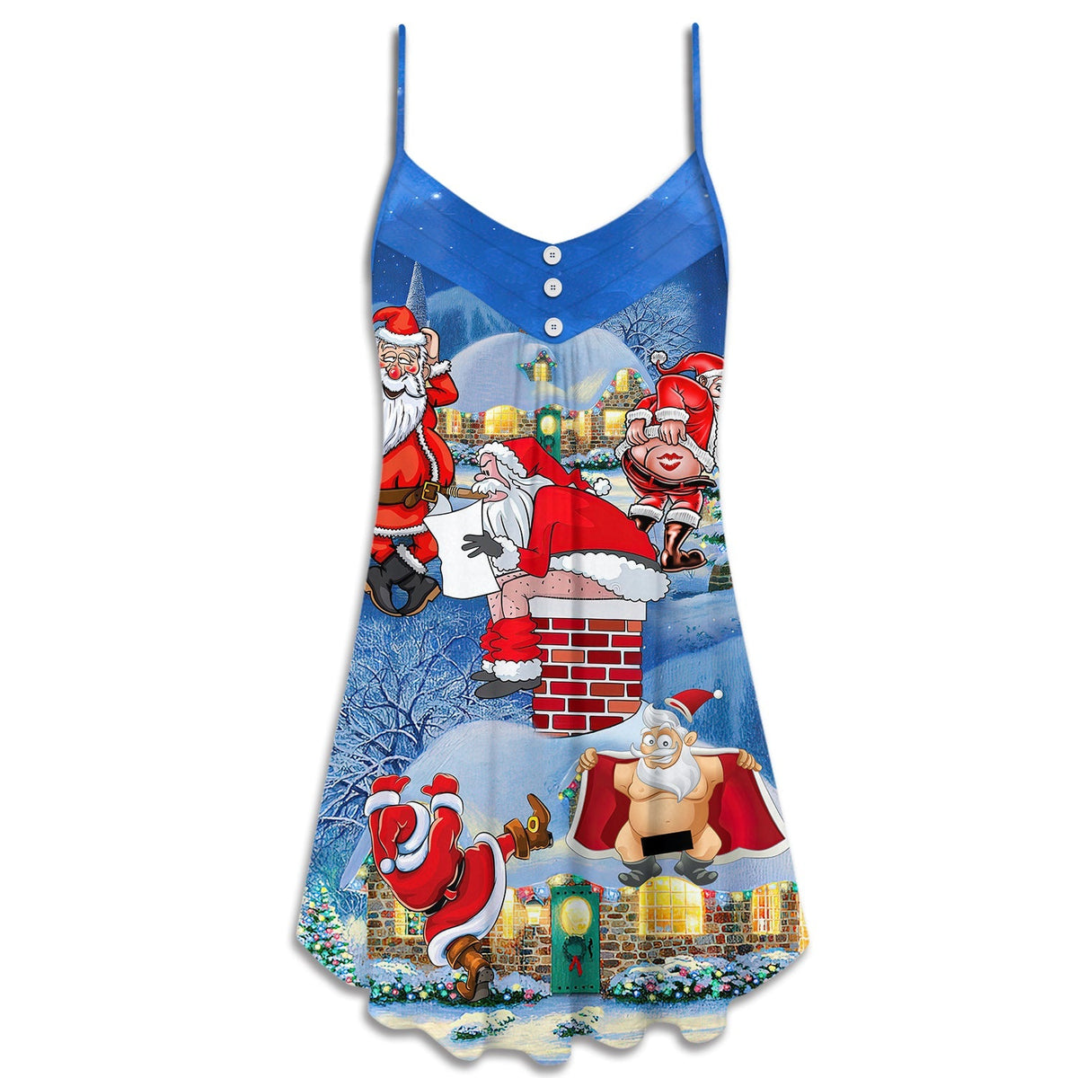 Rebel Santa Party Humor V-Neck Sleeveless Cami Dress For Summer Vacations Festivals And Casual Everyday Wear