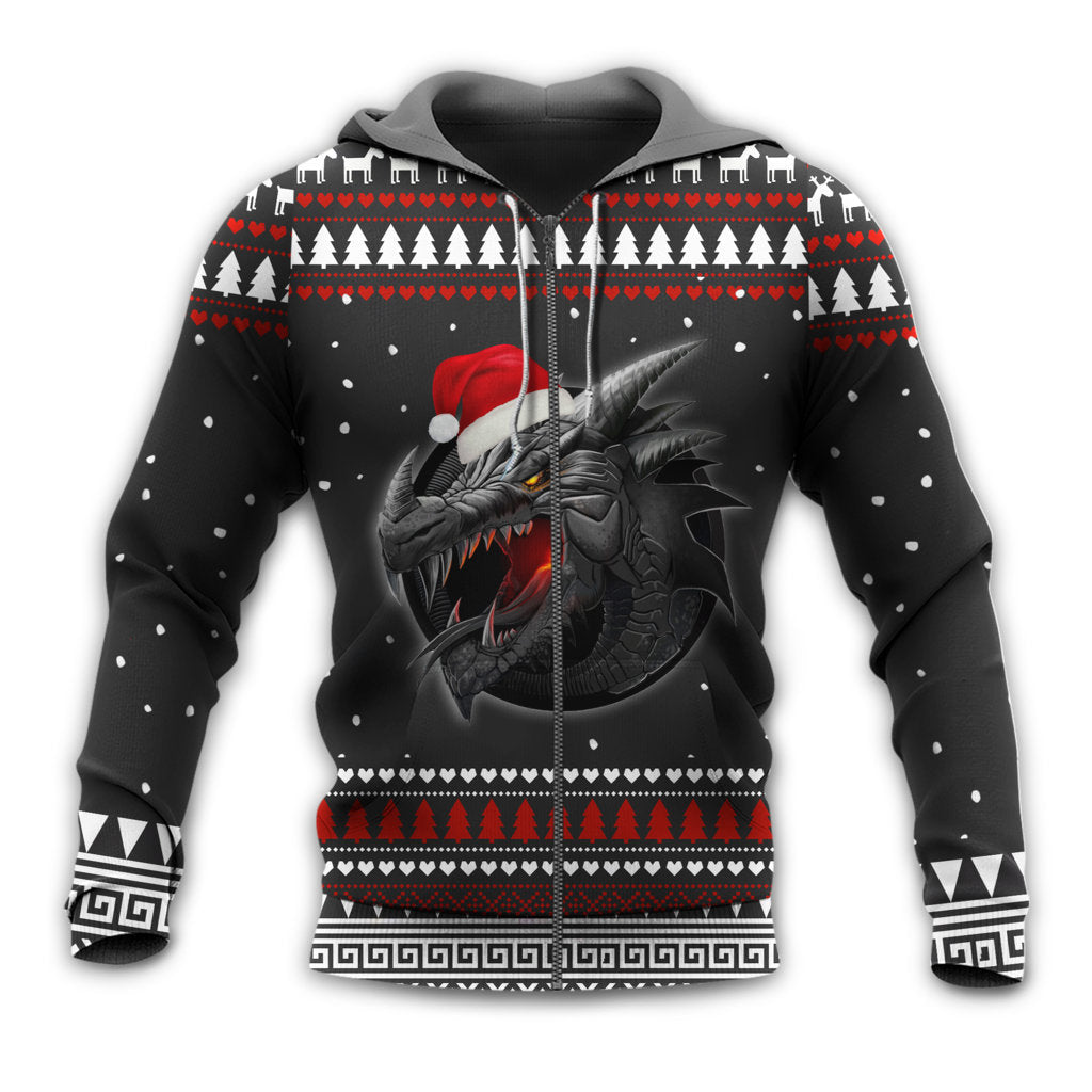 Strong Christmas Dragon Holiday Hoodie For Winter Streetwear Christmas Travel And Seasonal Home Gatherings
