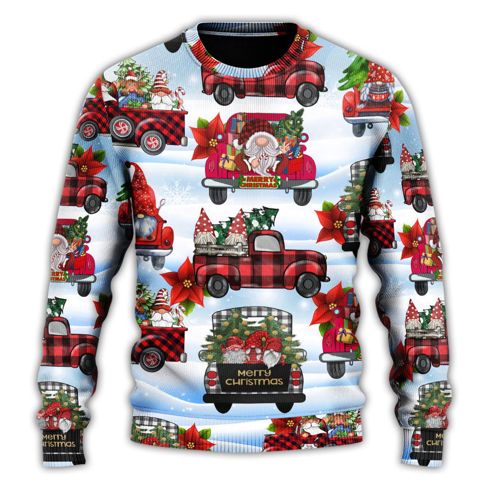 Gnome And Christmas Truck Merry Xmas Sweater For Holiday Parties Family Gatherings And Seasonal Gift Giving