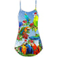 Parrot Couple Merry Christmas V-Neck Sleeveless Cami Dress For Festivals Travel And Relaxed Casual Summer Wear