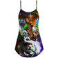 Christmas Dragon Holiday Theme V-Neck Sleeveless Cami Dress For Festive Events And Casual Summer Styling