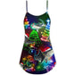 Shark Christmas Neon Style V-Neck Sleeveless Cami Dress For Christmas Parties Travel And Bright Seasonal Fashion