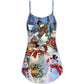 Snowman Couple Winter Love V-Neck Sleeveless Cami Dress For Summer Events And Comfortable Everyday Style