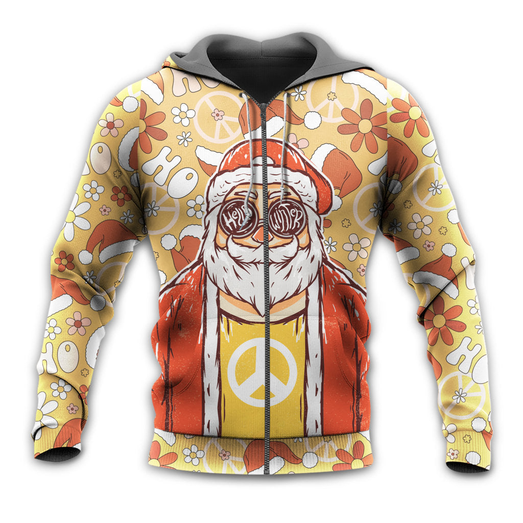Cute Hippie Christmas Santa Groovy Hoodie For Seasonal Parties Casual Wear And Thoughtful Holiday Gifts