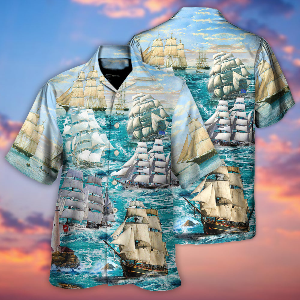Sail Flying Cloud Sea Hawaiian Shirt For Resort Getaways And Comfortable Summer Activities