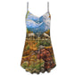 Hunting Deer Cool Art V-Neck Sleeveless Cami Dress For Summer Events And Comfortable Everyday Style