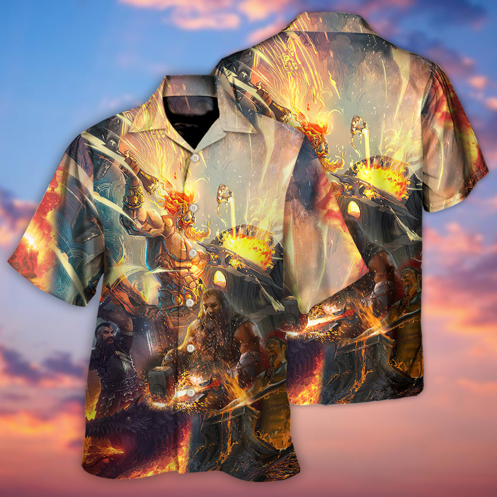 Blacksmith Faith Craftsmen Artisans Fire Hawaiian Shirt Collar And Front View For Island Holidays