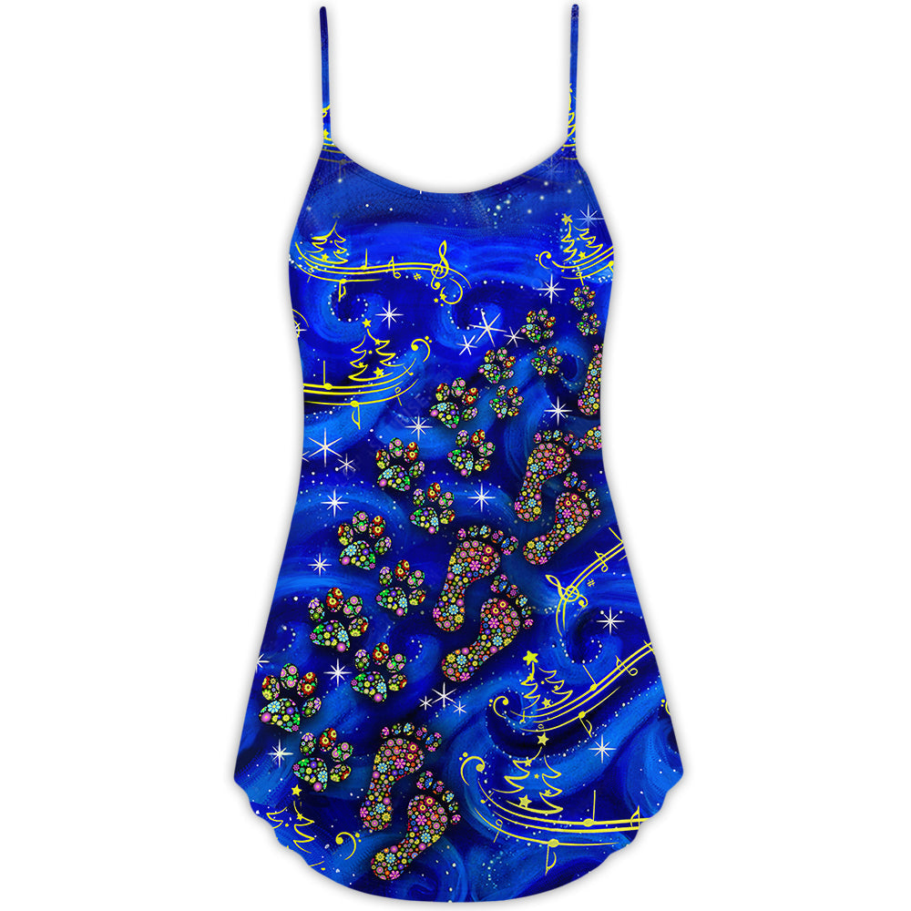 Christmas Togetherness Theme V-Neck Sleeveless Cami Dress For Festivals Travel And Relaxed Casual Summer Wear