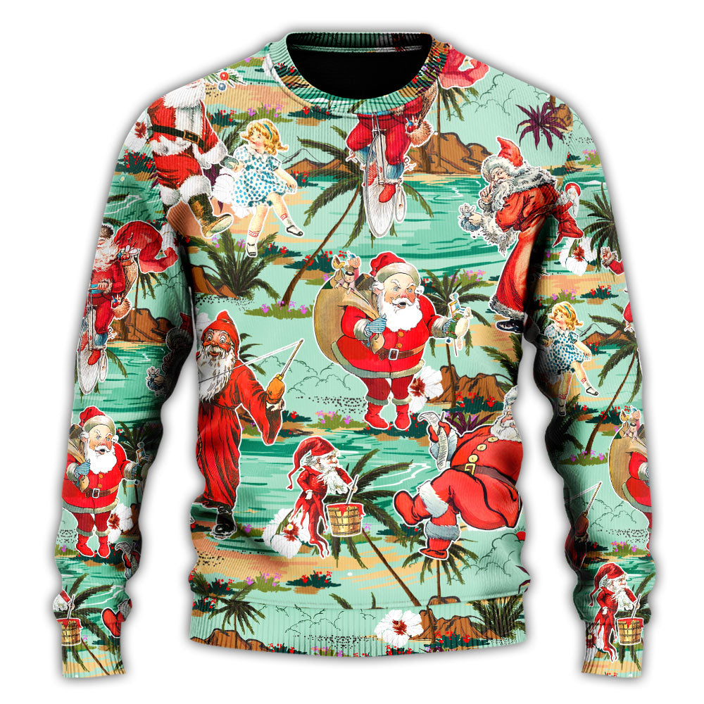 Christmas Santa Vacation Beach Joyful Sweater For Festive Events Weekend Outings And Comfortable Winter Style