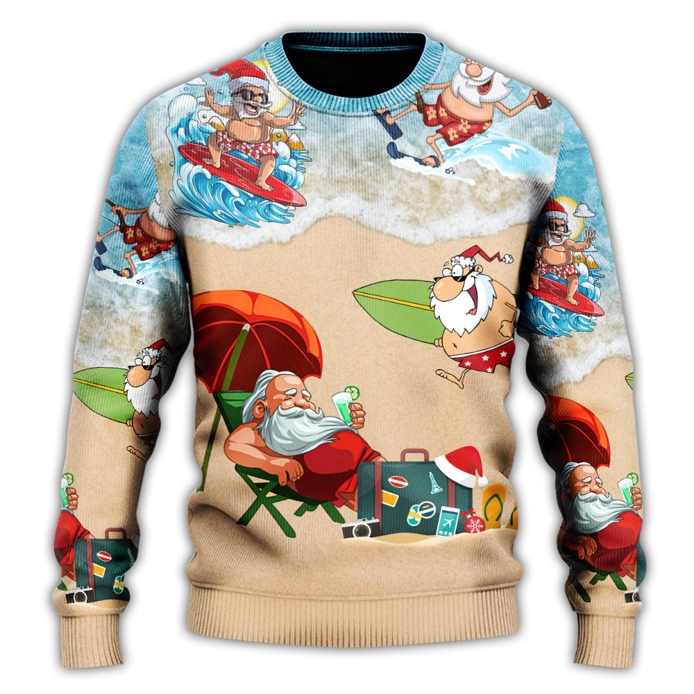 Christmas Santa Beach Holiday Sweater For Festive Parties Family Photos And Comfortable Seasonal Wear