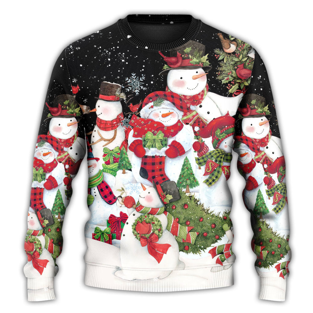 Christmas Cute Snowman Cardinal Happy Xmas Sweater For Holiday Parties Family Gatherings And Seasonal Gift Giving