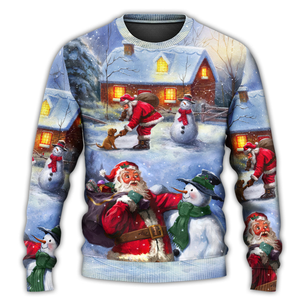 Christmas Santa Snowman Village Sweater For Seasonal Parties Cozy Gatherings And Thoughtful Holiday Gifts