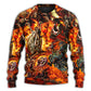 Motorcycle Skull Fire Sweater For Alternative Fashion Events And Thoughtful Seasonal Gifts