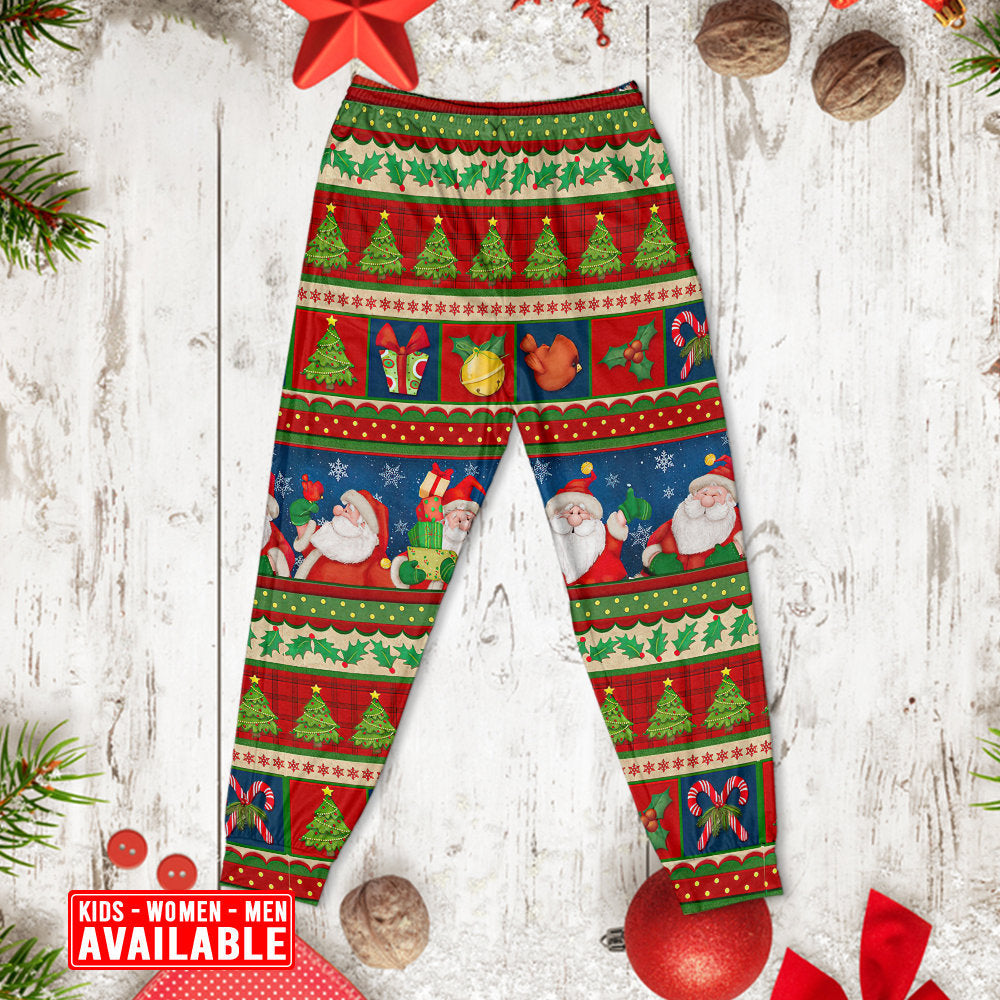 Happy Santa Christmas Long Sleeve Pajamas Set For Holiday Travel And Comfortable Home Wear