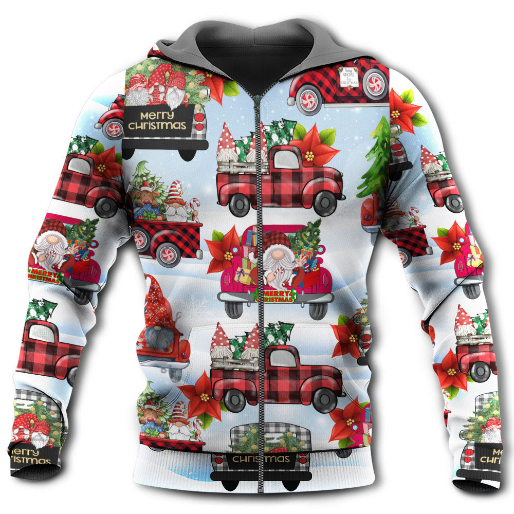 Gnome Christmas Truck Hoodie For Seasonal Parties Casual Wear And Thoughtful Holiday Gifts