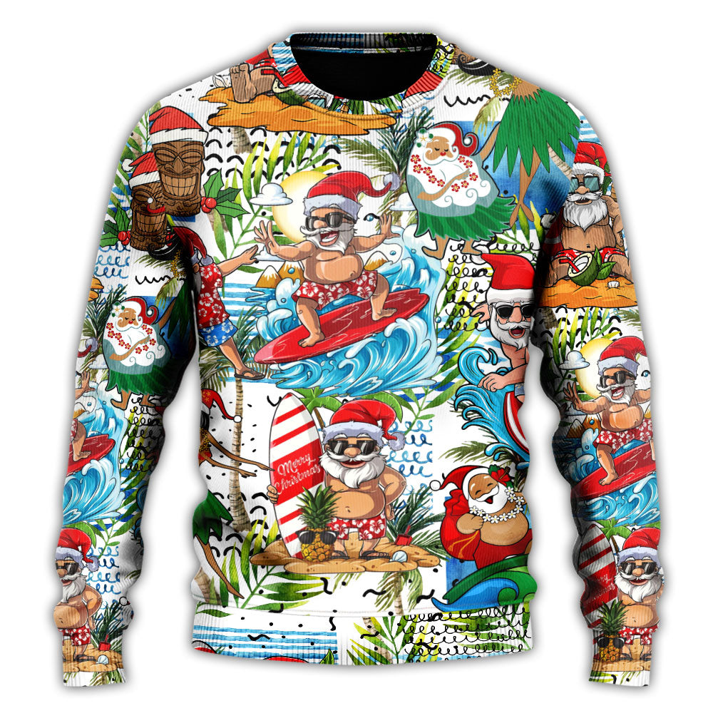 Christmas Santa Aloha Beach Vibe Sweater For Winter Parties Seasonal Adventures And Relaxed Everyday Styling
