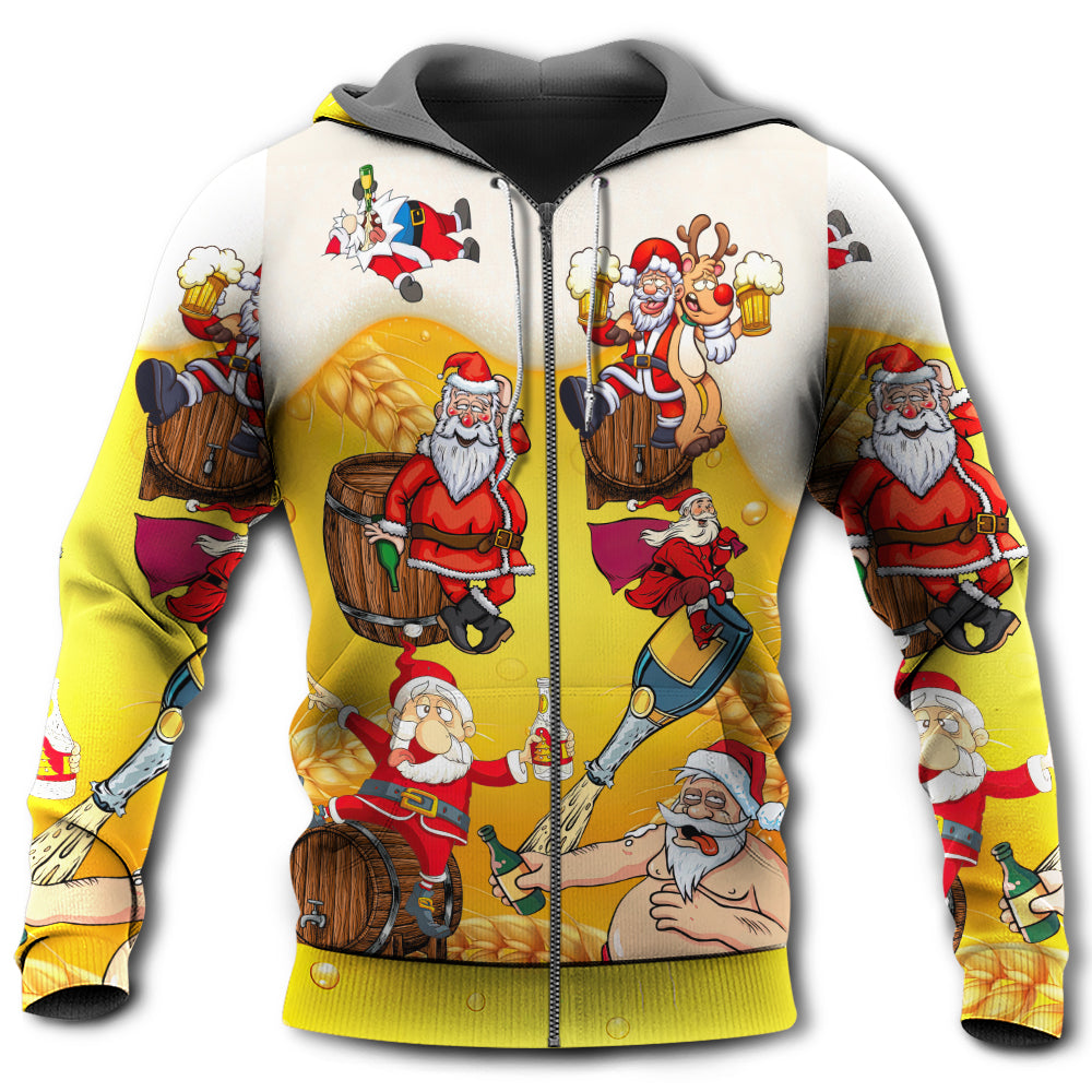 Funny Christmas Santa Beer Hoodie For Christmas Events Holiday Travel And Comfortable Casual Outfits