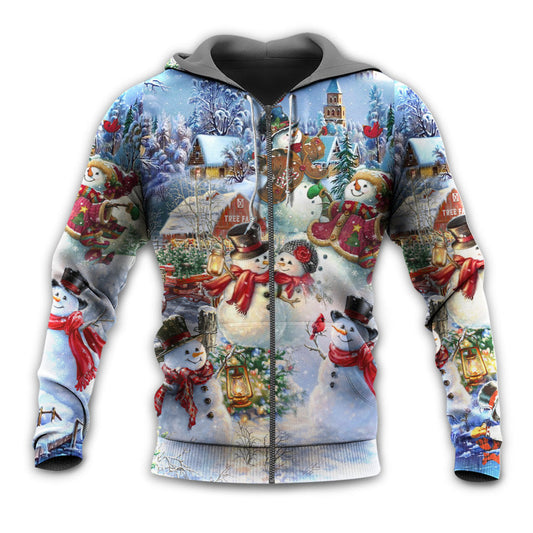 Happy Christmas Snowman Lover Couple Hoodie For Festive Celebrations Seasonal Trips And Relaxed Winter Wear