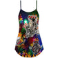 Christmas Tree Hot Rod Style V-Neck Sleeveless Cami Dress For Festivals Travel And Relaxed Casual Summer Wear