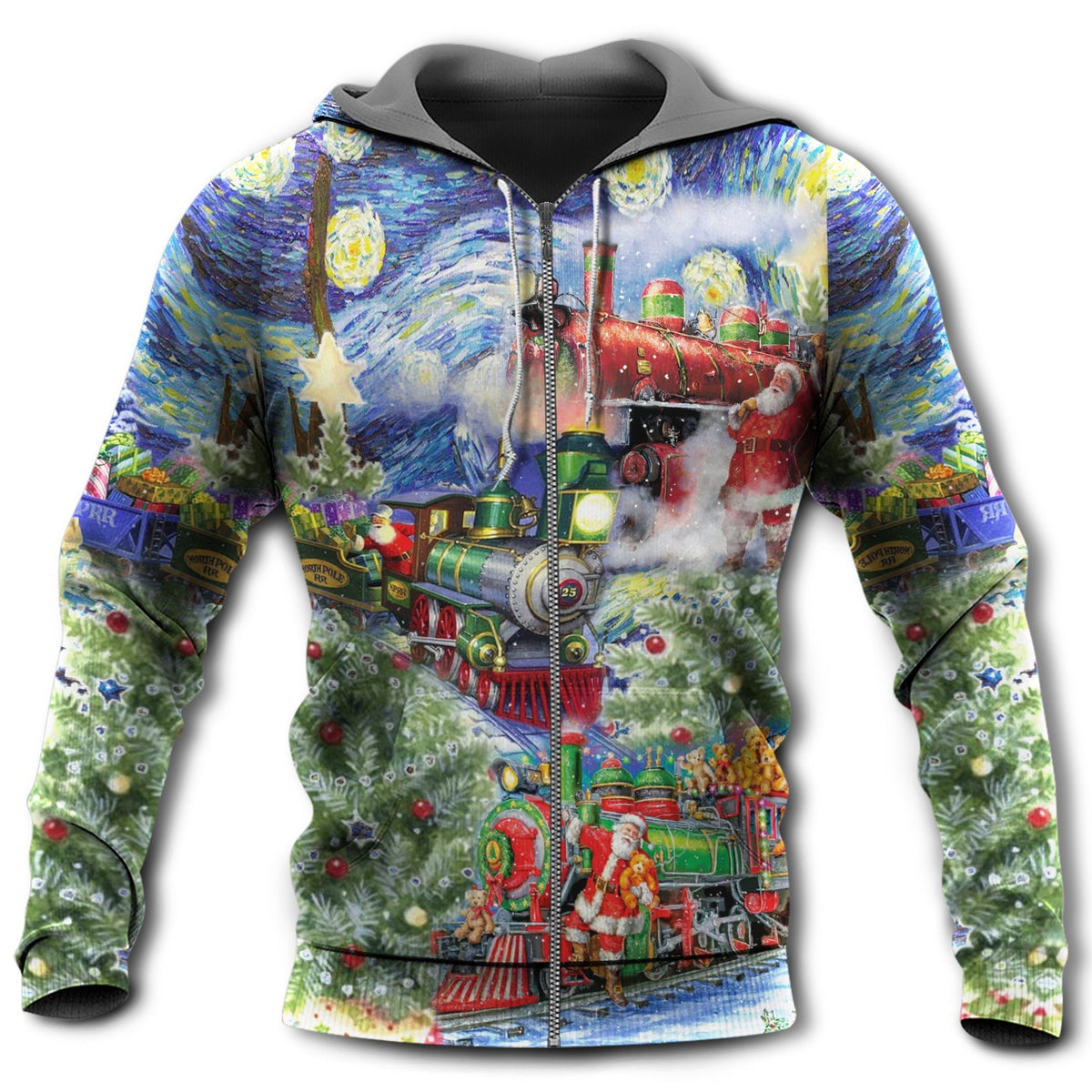 Christmas Gift Train Winter Wharf Hoodie For Holiday Gatherings Winter Travel And Seasonal Gifting