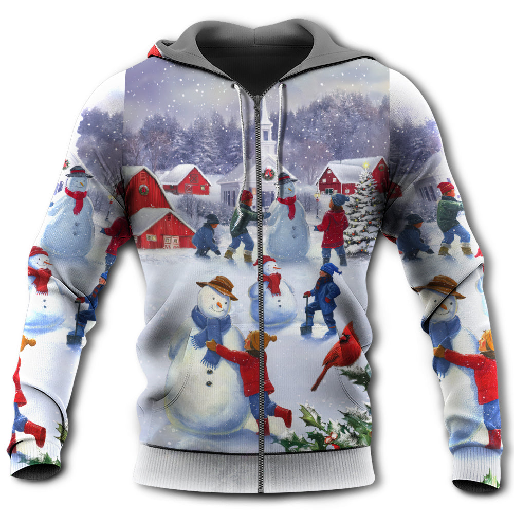 Christmas Children Love Snowman Town Hoodie For Christmas Events Holiday Travel And Comfortable Casual Outfits