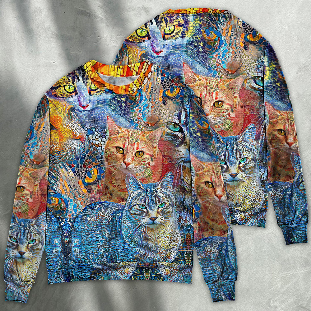 Cat Mosaic Sweater For Animal Lovers Casual Wear Holidays And Thoughtful Gifting