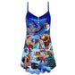 Christmas Funny Santa Strong Style V-Neck Sleeveless Cami Dress For Summer Events And Comfortable Everyday Style