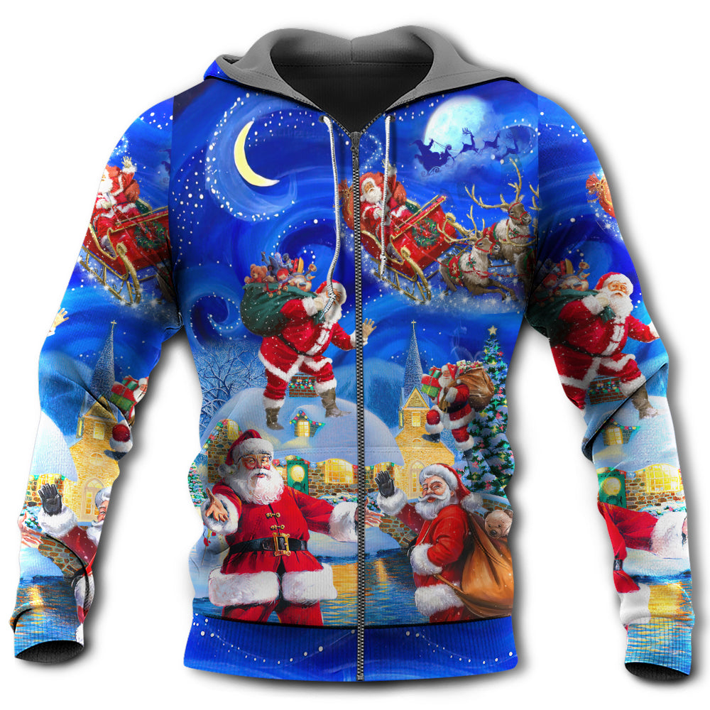 Magic Christmas Santa Town Night Hoodie For Seasonal Parties Casual Wear And Thoughtful Holiday Gifts