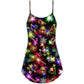 Christmas Tree Gifts Gingerbread Neon V-Neck Sleeveless Cami Dress For Vacations And Casual Warm Weather Wear