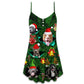 Dog Merry Pit Bull Christmas V-Neck Sleeveless Cami Dress For Festivals Travel And Relaxed Casual Summer Wear