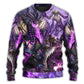 Purple Dragon Skull Lightning Fantasy Sweater For Alternative Fashion Events And Thoughtful Seasonal Gifts