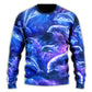 Dolphin Galaxy Neon Glow Sweater For Seaside Adventures Outdoor Events And Relaxed Daily Style
