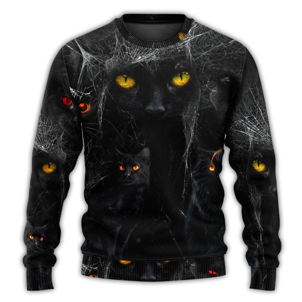 Halloween Black Cat In The Dark Sweater For Bold Streetwear Travel And Relaxed Everyday Styling