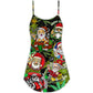 Hippie Santa Holiday Vibes V-Neck Sleeveless Cami Dress For Christmas Parties Travel And Bright Seasonal Fashion