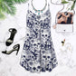 Skull Flowers Loves V-Neck Sleeveless Cami Dress For Gothic Events And Relaxed Casual Wear