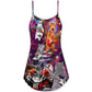 Funny Rocker Cat Style V-Neck Sleeveless Cami Dress For Casual Outings Vacations And Summer Style