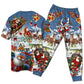 Santa Sleigh Holiday Greeting Short Sleeve Pajamas Set For Festive Sleepovers And Family Photos
