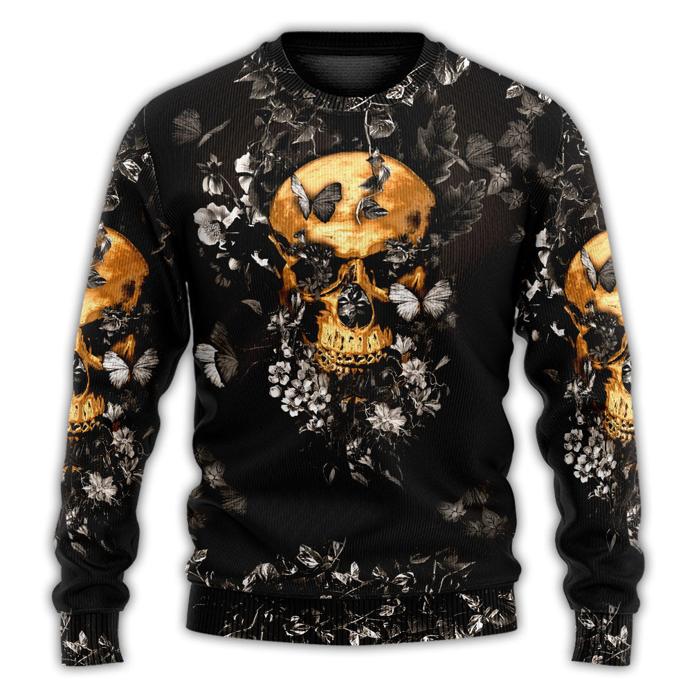 Skull Flowers Growth From Darkness Sweater For Alternative Outfits Seasonal Events And Everyday Comfort