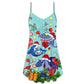 Christmas Funny Shark Holiday V-Neck Sleeveless Cami Dress For Festive Events And Casual Summer Styling