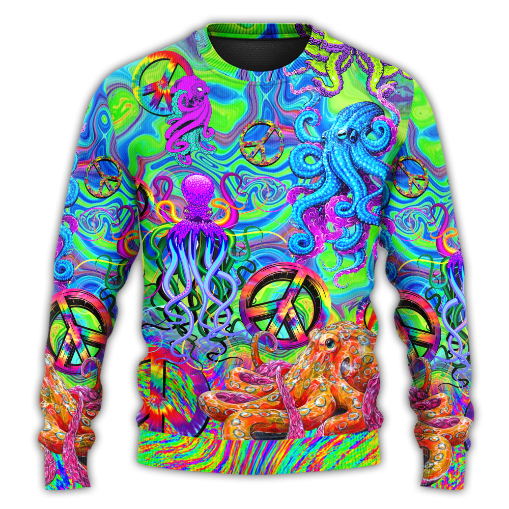 Hippie Funny Octopus Colorful Tie Dye Sweater For Colorful Outfits Weekend Events And Thoughtful Gift Giving